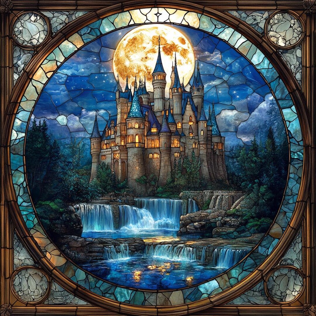 Stained Glass Castle Cross Stitch Pattern. Instant PDF Download. 62,500 ...