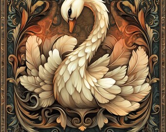 Art Nouveau Swans Cross Stitch Pattern - PDF - Instant Download! - Etsy ...