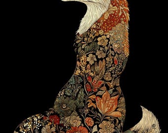 William Morris Fox cross stitch pattern. Instant PDF Download. 60k Stitches.