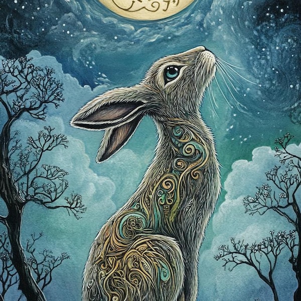 Moon Gazing Hare - Etsy UK