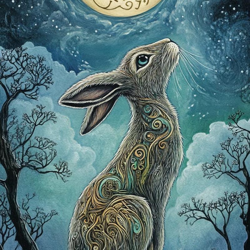 Moon Gazing Hare - Etsy UK