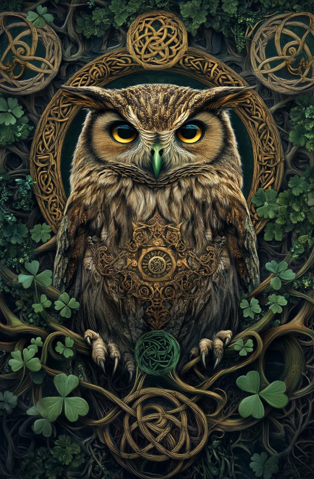 ケルトのフクロウのクロスステッチ パターン。PDF ダウンロード