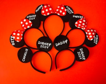 Personalised Disney Ears Minnie Mickey Theme Family Headband Set Reveal Idea