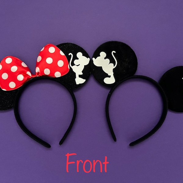 Diadema personalizada con orejas de Minnie y Mickey de Disney para bodas y lunas de miel, para el señor y la señora, para él y para ella