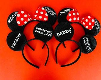 Personalised Disney Theme Minnie Mickey Family Ears Headband Reveal