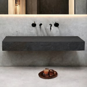 CUSTOM CERAMIC COUNTERTOP With/Without Integrated Wash Basin Sink, Floating Sink, Countertop Sink , Natural Stone Sink, Wall Mounted