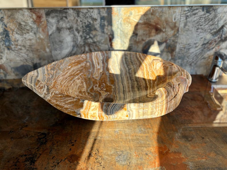 ONYX SINK, Stone Vessel Sink, Kitchen Sink, Bathroom Sink, Unique Vessel Sink, Live Edge Rough Onyx Stone Sink, Creative Barware