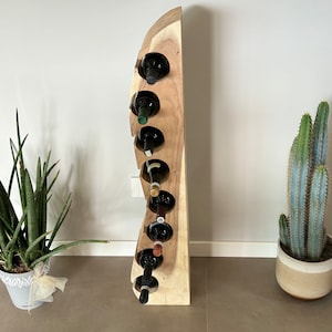 Decorative Wine Bottle Holder Countertop Wine Rack Free Standing Rustic Wood Wine Rack For SHelf Unique 8 Bottle Display Stand Mid Century