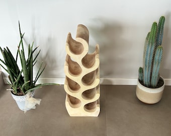 Handmade Solid Wood Vertical Wine Rack | Rustic Home Bar Decor