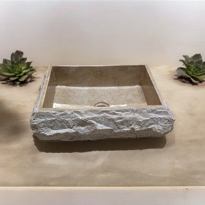 Custom Marble Sink, Natural Stone Sink, Marble Wash basin, Above/Over Counter Sink, Modern & Beautiful with Levigate Inside, Beige Rouge