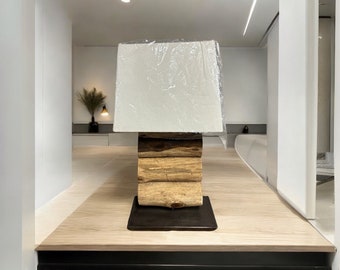 Handcrafted Teak Table Lamp | Rustic Nordic Boho Decor