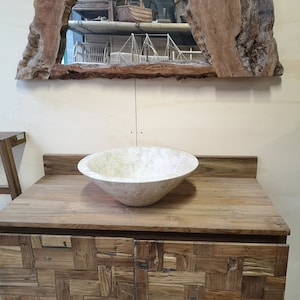 Marble washbasin 15 x 45cm , Marble Sink,  Round natural stone marble wash basin for bathroom or guest toilet , Polished countertop sink