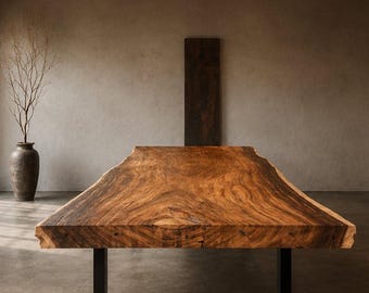 Live Edge Dining Table, Solid Suar Wood Single Slab, Large 4m Monkey Pod Table, Natural Live Edge Wood, One of a Kind