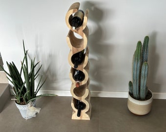 Handmade Rustic Wood Wine Rack | Free Standing Vertical Wine Holder