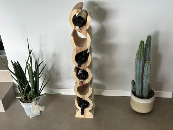 Handmade Rustic Wood Wine Rack | Free Standing Vertical Wine Holder