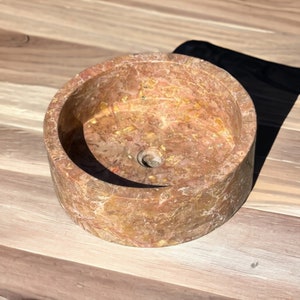 Marble Sink, Vessel Sink, Stone Vessel Sink, Kitchen Sink, Round Shape Marble Stone, Coral Marble Round