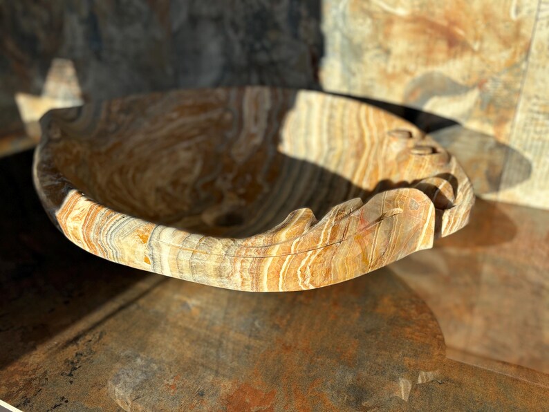 ONYX SINK, Stone Vessel Sink, Kitchen Sink, Bathroom Sink, Unique Vessel Sink, Live Edge Rough Onyx Stone Sink, Creative Barware