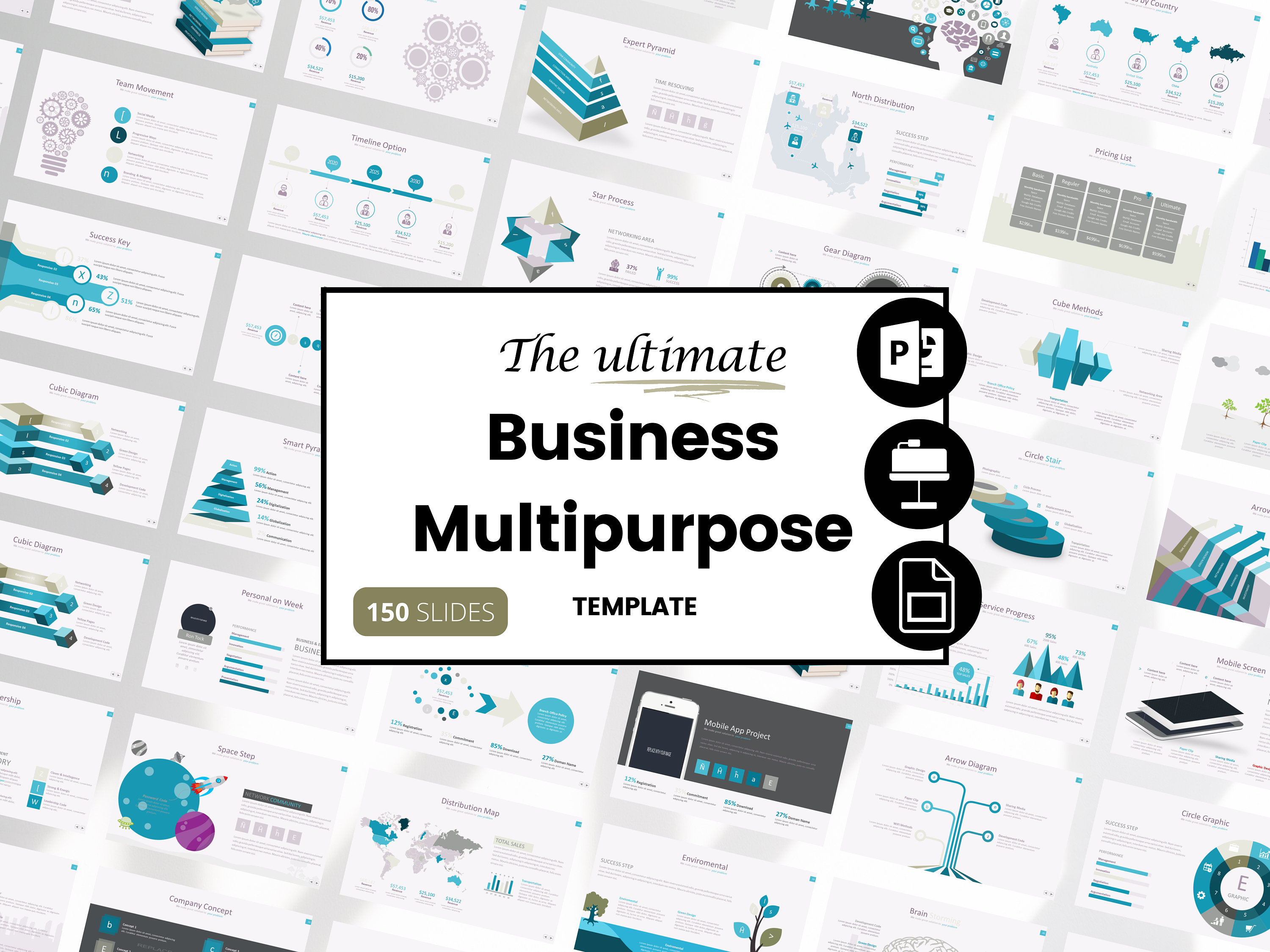 Zakelijke multifunctionele PowerPoint-sjabloon, minimale presentatiesjabloon PPT