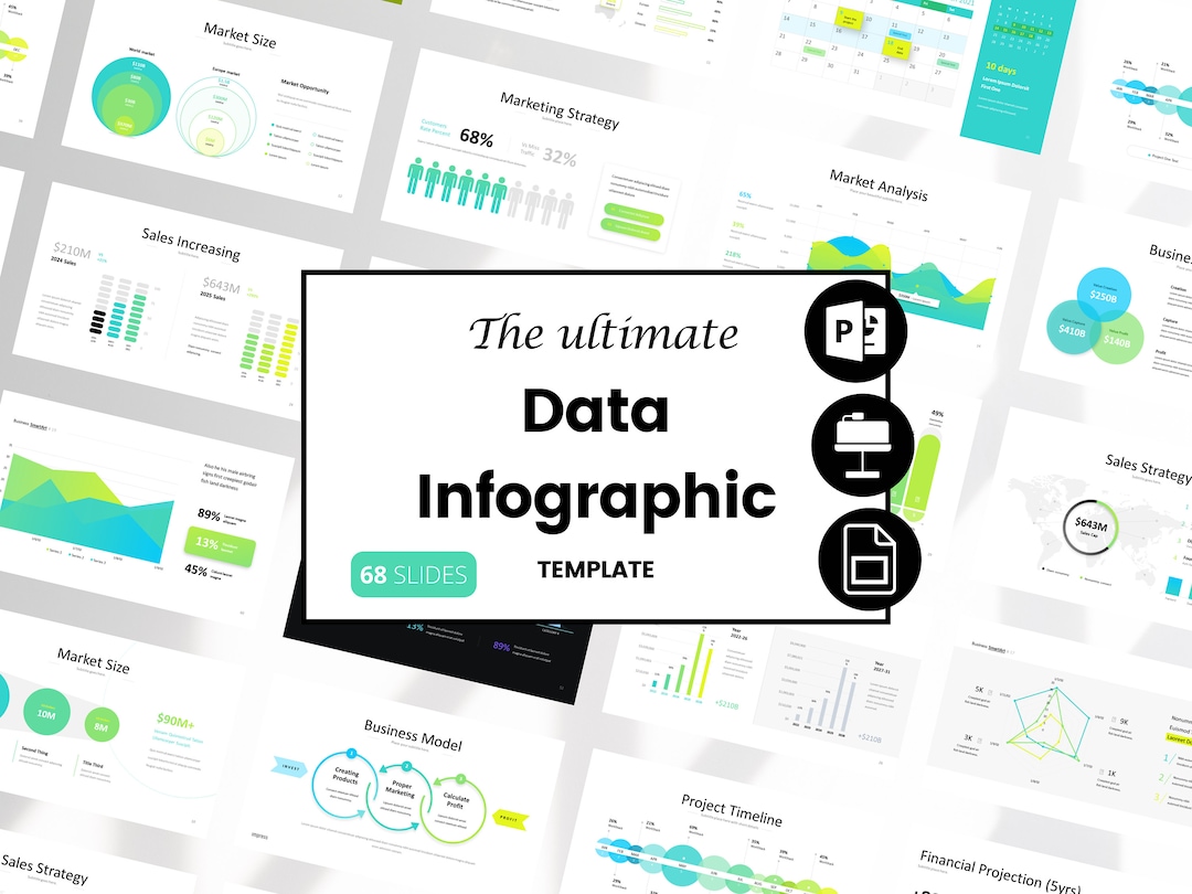 Data Infographic Powerpoint Theme, Data Analysis Slide Template, Chart ...