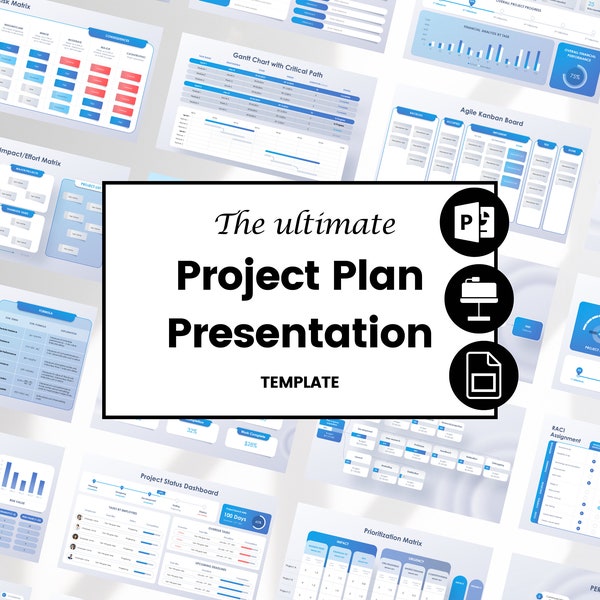 Project Management Template PowerPoint Business Presentation for Project Plan and Consulting GANTT chart template timeline