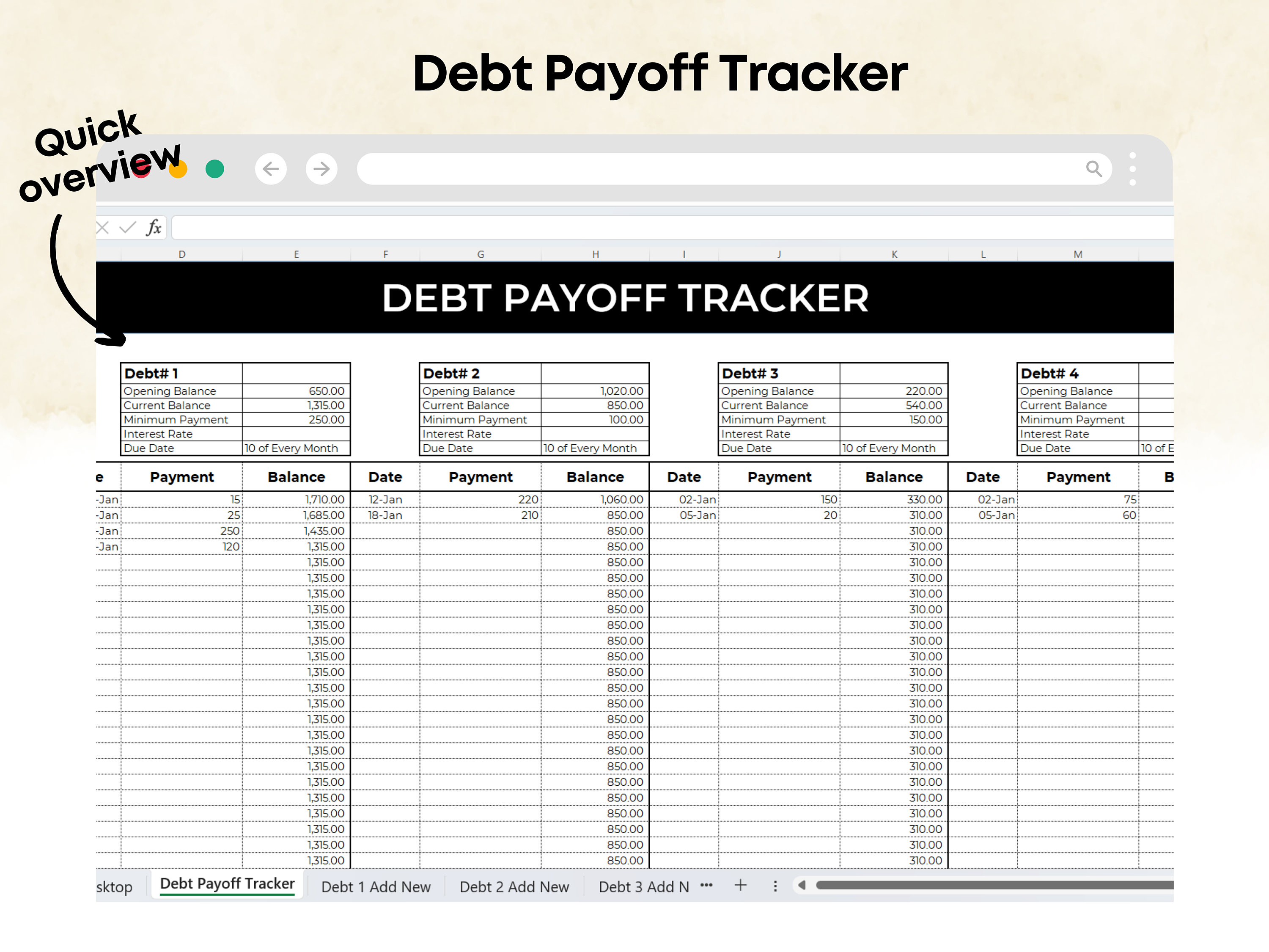 Debt Payoff Tracker Excel Monthly Debt Calculator Debt Snowball