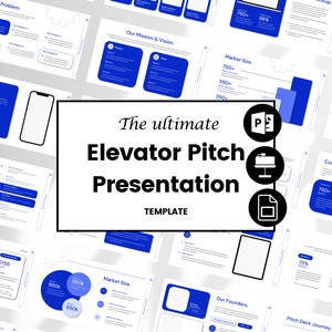 Pitch Deck Template PowerPoint Professional Keynote Business Template for Elevator Pitch Presentation Google Slide PPT Canva