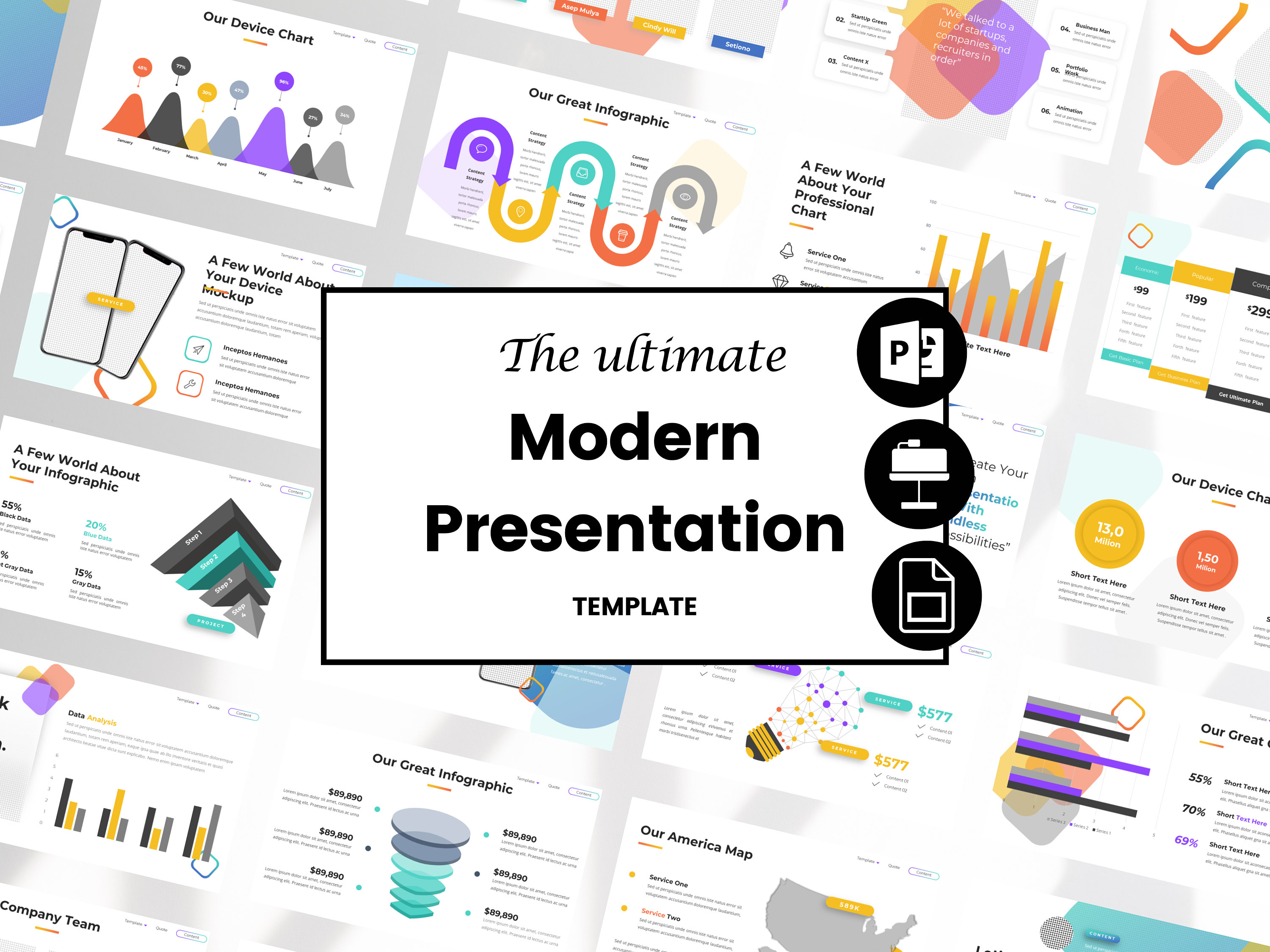 Modern Presentation Powerpoint Template for Business Service and