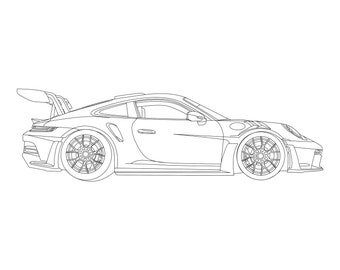Porsche 992 GT3 RS Weissach Vector Line Drawing Illustration - Etsy