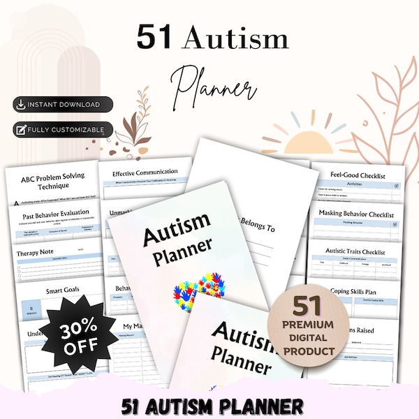 Autism Planner Organizer Bundle, Special Needs, Daily Routine Planner, Visual Schedule, Autism Awareness Gift, Planner Bundle, for kids