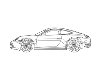 Carrera vector line drawing illustration, Digital Vector, line art, vector files for laser engraving