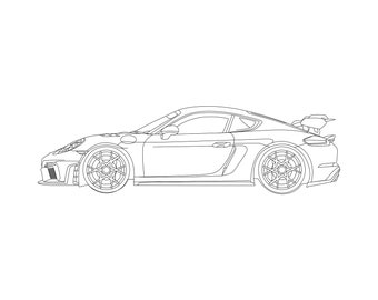 Deutsches Auto Sportwagen I lightburn I SVG I cut file I GT4 I vector line drawing illustration I vector files for laser engraving