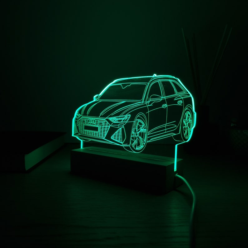 Audi RS6 Plexiglas Gravur I Audi RS6 Plexiglas Gravur I Geschenk für Autoliebhaber I LEDLampe I