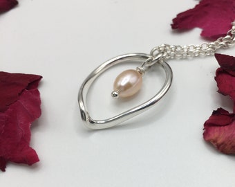 Sterling Silver Pearl Pendant Necklace *Genuine Freshwater Pearl Necklace*Silver Necklace*Gift For Her * Birthday * Wedding Necklace