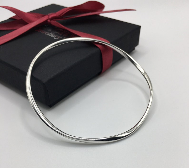 Sterling Silver Twist Bangle , Solid Silver Bangle Bracelet image 2