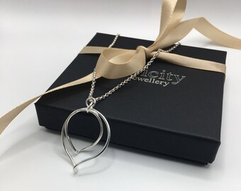 Double Twisted Silver Necklace * Sterling Silver Pendant * Gift For Her * Birthday Present