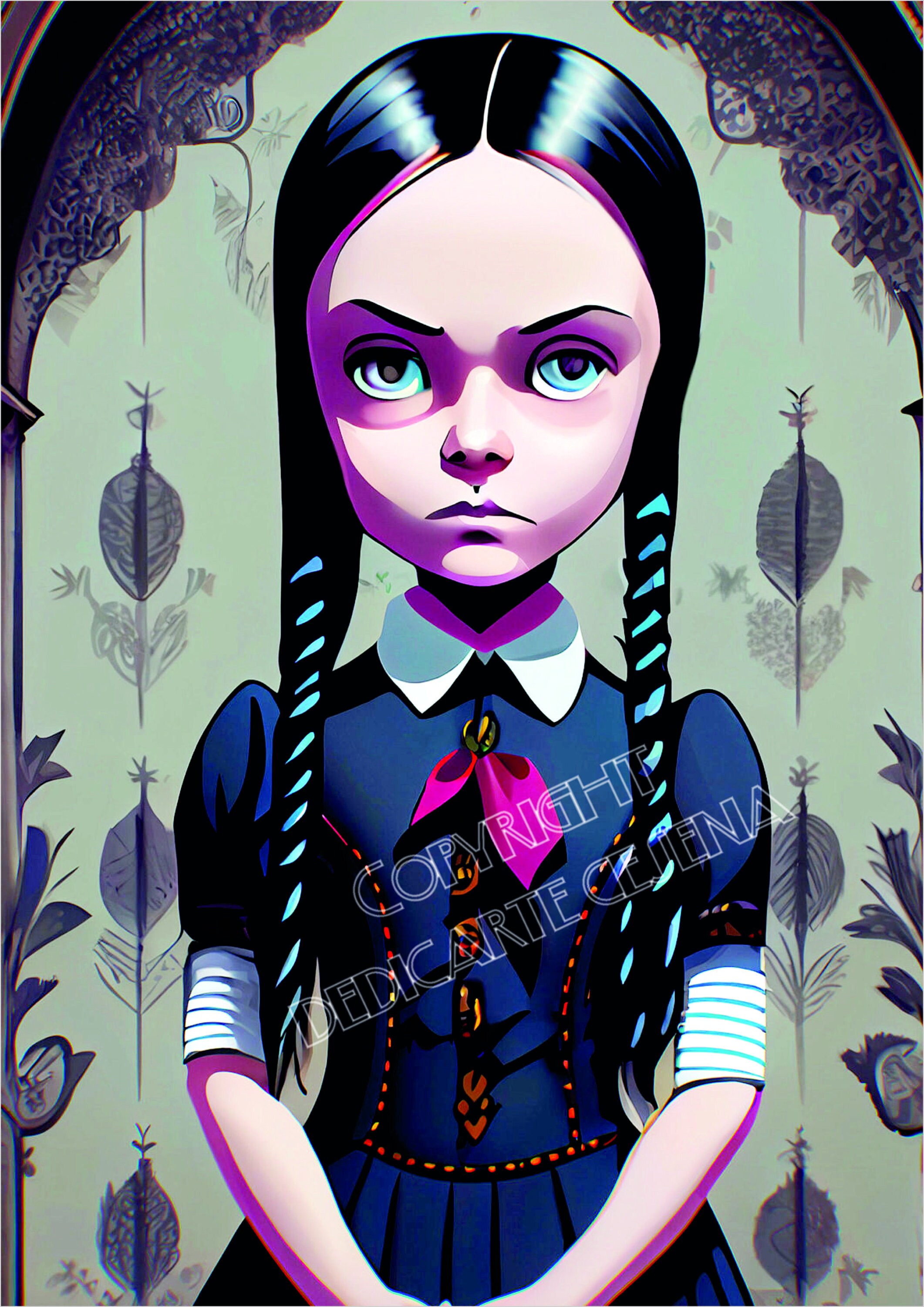 Wendsay Addams Wafer Cake Topper Wednesday Addams Cake - Etsy