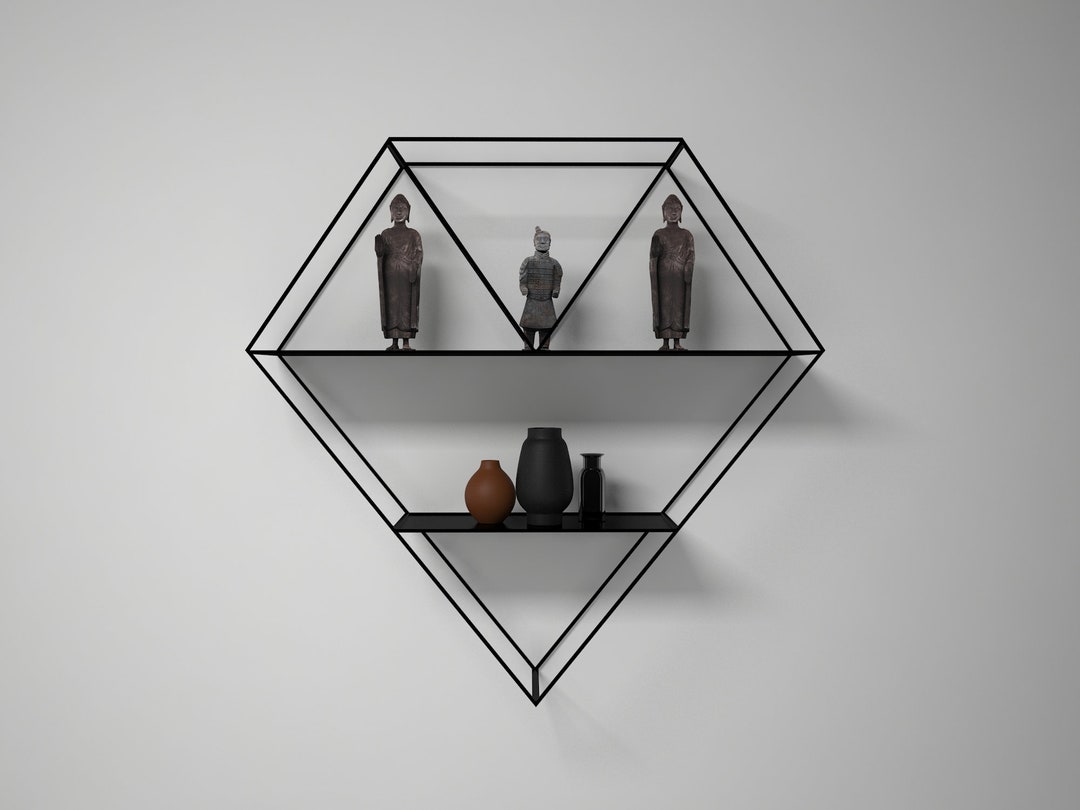 Diamond Wall Shelf,metal Black Wall Shelf,large Decorative Shelf for