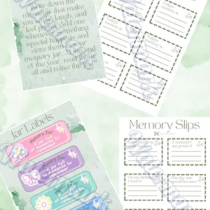 Afdrukbare kit geheugenpot (US Letter-versie), slips + potlabels, aandenken, pdf direct downloaden, lastminutecadeau