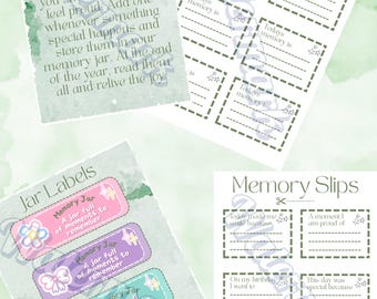Memory Jar Printable Kit (US Letter Version), Slips + Jar Labels, Keepsake Gift, Instant Download PDF, Last Minute Gift