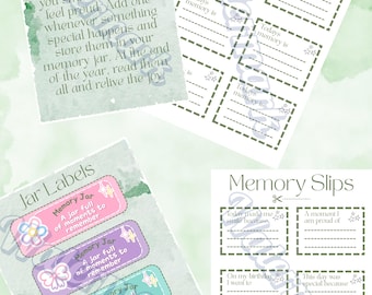 Memory Jar Printable Kit (UK Version A4), Slips + Jar Labels, Keepsake Gift, Instant Download PDF, Last Minute Gift