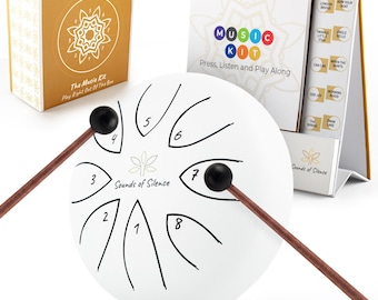 Steel Tongue Drum Music Kit And Audio Songbook Stand, Listen, Play & Learn Popular Tunes, Calming Instruments, Musical Gifts, Get Well Gifts