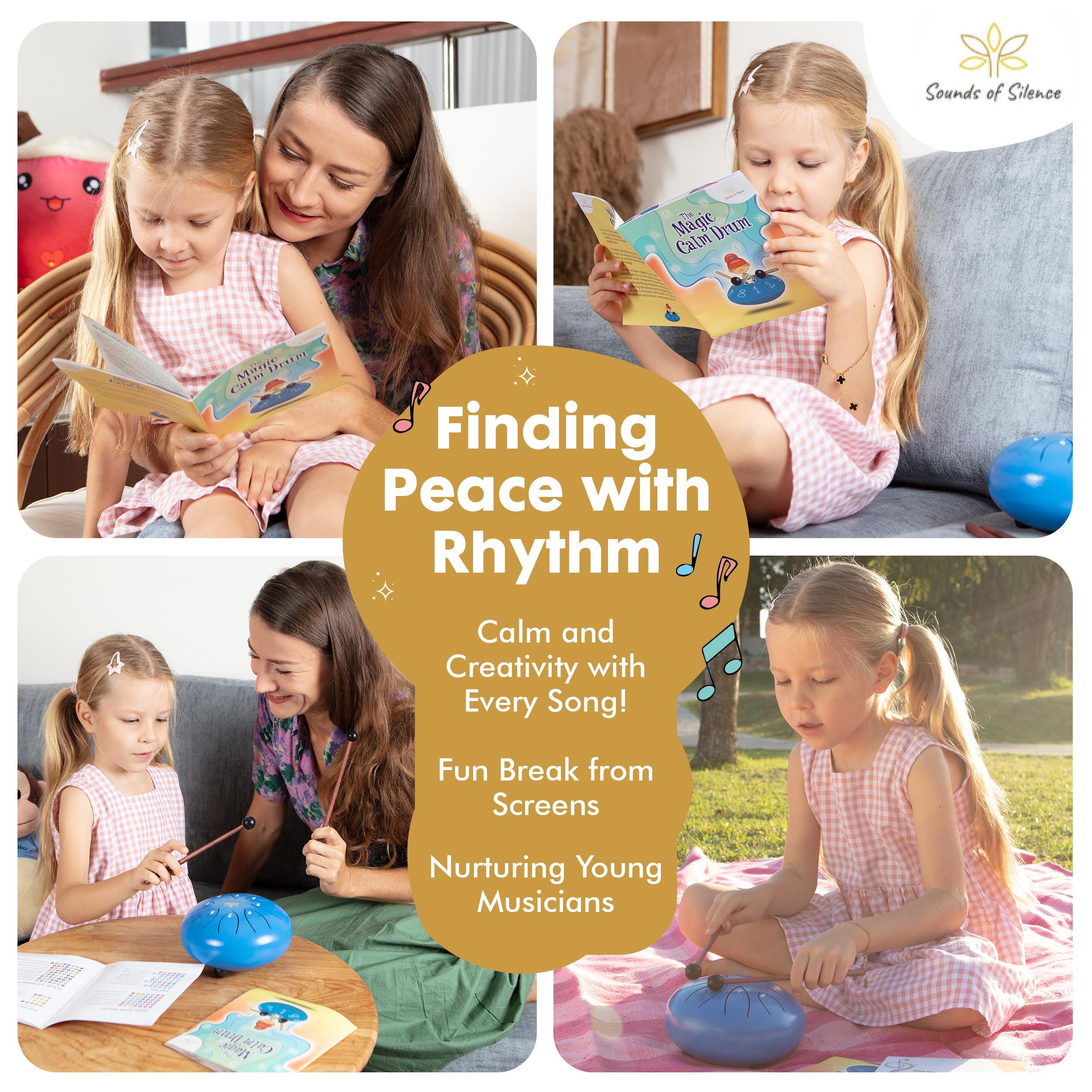 Steel Tongue Drum for Kids, Emma's Magic Calm Drum, Storybook