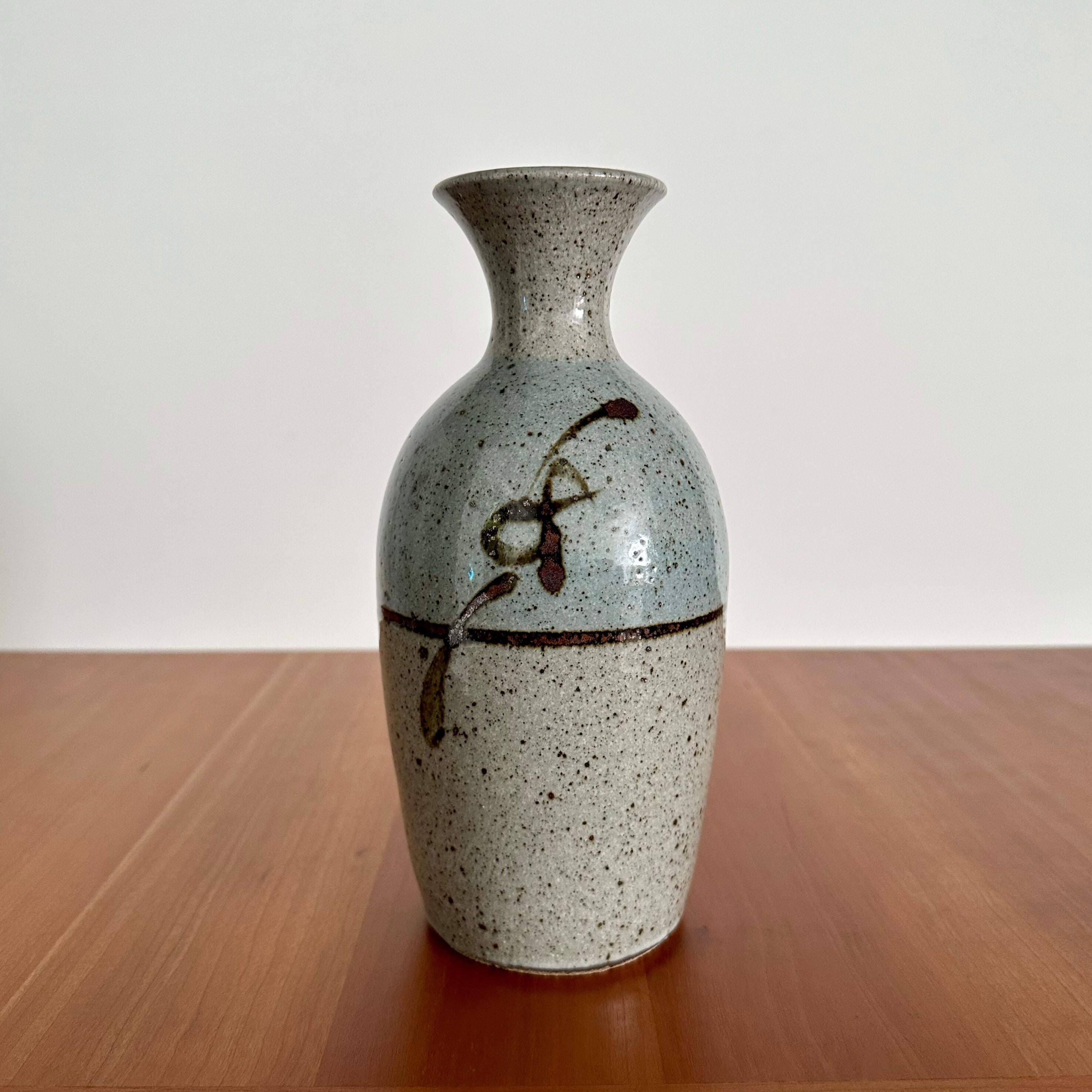 Georgetown Pottery Round Ikebana Flower Vase, Black Wave