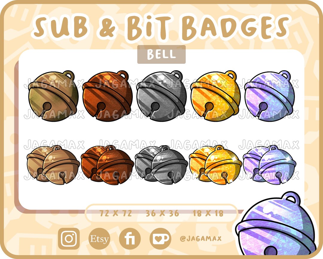 10x Twitch Sub / Bit Badges - Bell / Doorbell / Sub Badges for Streamer ...