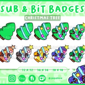 10x Twitch Sub / Bit Badges - Cute Christmas Tree / Gift / Sub badges For streamer / Discord / Yellow / Bronze / Silver / Gold / Crystal
