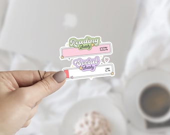 Reading & Social Batteries - Sticker for Kindle | Bookish Sticker | Funny Kindle Sticker | Fantasy, Romance | Reading Sticker