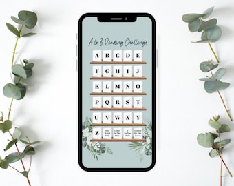 ABC | A to Z Reading Challenge | Instant Download | Editable | Bookshelf Tracker | Social Media Tracker | Booktok | Bookstagram | OG01
