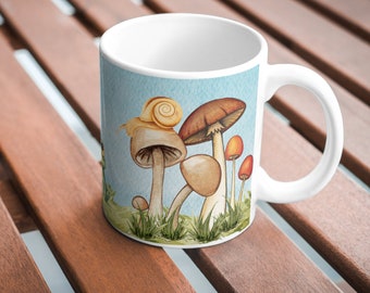 15 oz Mushroom Mug, Handmade Ceramic Cup, Unique Gift for Mushroom Enthusiasts
