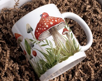 15 oz Mushroom Mug, Handmade Ceramic Cup, Unique Gift for Mushroom Enthusiasts