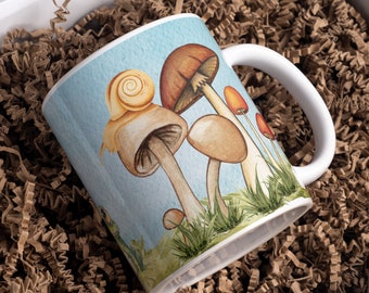 Mushroom Mug, Ceramic Mushroom Coffee Mug, 15 oz Mug, Nature Lover Gift